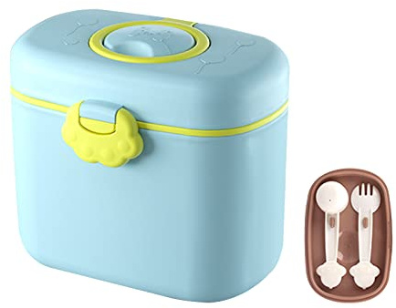 SONARIN Dispenser per Latte in Polvere,550ml Contenitore Latte in Polvere Ermetico Portatile Dosatore Latte in Polvere Viaggio Dispenser per Alimenti con Cucchiaio & Forchetta(Blu)
