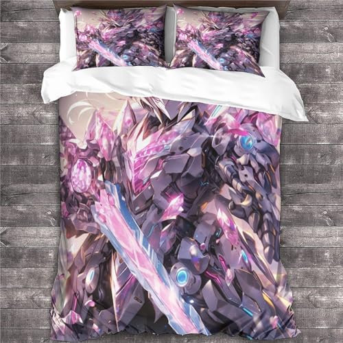 VOLDAX Warrior Bettbezug-Set, Anime-Bettwäsche, Bettdeckenbezug, 3D-Bettbezug, Rüstungsdekor, Kingsize-Bett (220 x 240 cm)