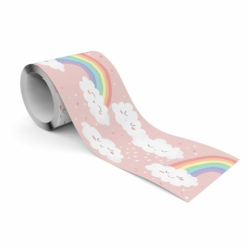 Muralo - Selbstklebende Bordüre - Tapetenbordüre Wandbördure - Dekorative Wandtatto für Wände, Möbel, Decken, Tapeten, Wandverkleidungen, Türen - Wolken, Regenbogen - Br.10cm x Hö.300cm
