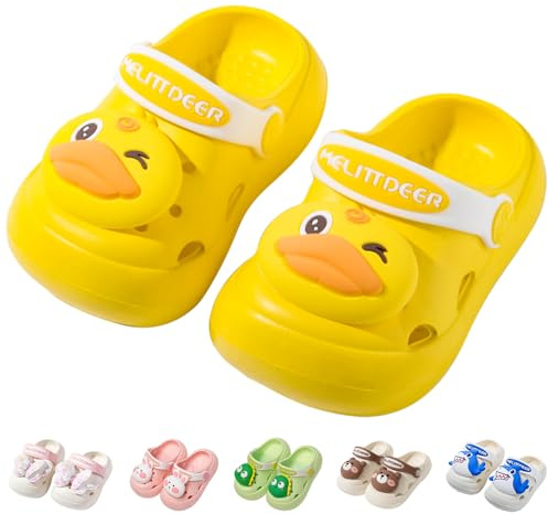 DRECAGE Zoccoli Bambini Sabot Pantofole Ragazze Ragazzi Ciabatte da Giardino Bambino Sandali Spiaggia Piscina Estivi Unisex Giallo 23 EU