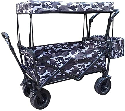 CRBUDY Chariot à Bras Pliable G-Arden, Chariot Robuste avec auvent, Chariot de Courses Multifonction pour Camping en Plein air, Camion de Traction de Plage avec 4 Roues, Charge : 150 kg/a
