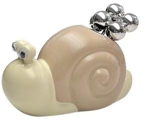 (6 Pieces) Stainless Steel Fruit Fork Snail Ceramic Storage Jar Home Decoration Fruit Pick Set (Coffee)