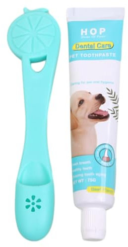 Frfik Hundezahnpasta und Bürste, natürlicher Rindfleischextrakt, effektive Zahnpasta für Hunde, weiches Silikon, Hundezahnbürsten-Set im Fingerhülsen-Design für den Alltag, Reisen, Zuhause