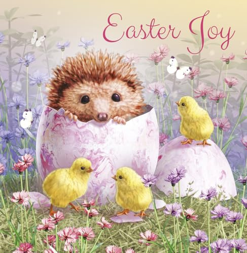 Noel Tatt Cute Easter Greeting Cards Pack of 6 - Easter Cards with Hedgehog and Chicks Design - General Multipack for Family, Friends and Children - 127 x 127mm