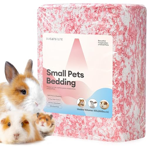 BUCATSTATE Lecho para Hámsteres 101L, Camas para Conejos Animales Pequeños, Ratones, Jerbos, Roedores, Control de Olores, Natural Lecho de Papel Súper Absorbente, 99,9% Libre de Polvo