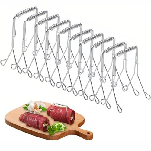 LIUZHUJ 10 Pezzi Pinze per Involtini di Cavolo, Mollette per Involtini in Acciaio Inossidabile 304, Argento, Mollette per Involtino Come Alternativa Perfetta Agli, per Cucinare Verdure e Carne