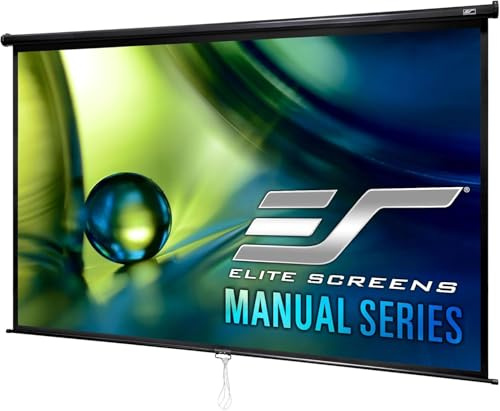 Elite Screens Manual Series, 100-INCH 16:9, Pull Down Manual Projector Screen with AUTO LOCK, Movie Home Theater 8K / 4K Ultra HD 3D Ready, 2-YEAR WARRANTY, M100UWH, 16:9, Black