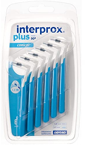 INTERPROX PLUS - Conique 1.7 - Brossettes Interdentaires - Fibres en Tynex - Bleu - Blister de 6 unités