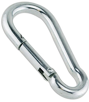 Constrabo® | Karbinhake 160x13 mm | Galvaniserat Stål 550 kg Belastningskapacitet | Automatisk Fjäderstängning | För Brandkåren och Bygg