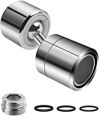 Kitchen Sink Tap Aerator Her Kindness 360° Swivel Tap Aerator Water Faucet, Dual Swivel Angle Changing Freely Tap for Kitchen Bathroom Taps with M22 External Thread or M24 internal Thread