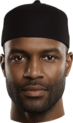 Dupsie's Black Wool Felt Igbo Cap African Fez Kufi Hat, Black, 7.75
