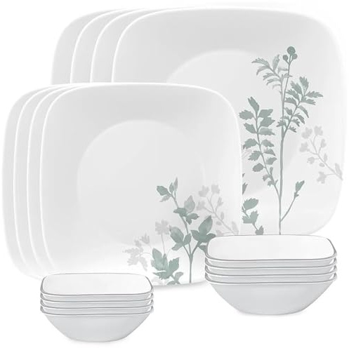 Corelle Square Amalie 16-Piece Dinnerware Set, Service for 4
