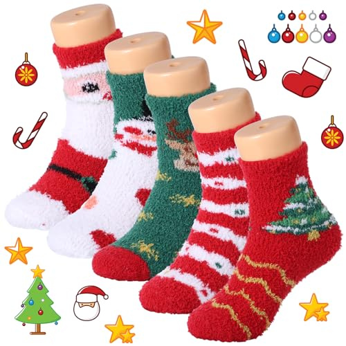Julstrumpor, varma vinterstrumpor, julgran jultomtestrumpor, färgglada julstrumpor, till julfestgåva, 5 par, flerfärgad, one size