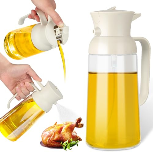 MOCOBO Botella pulverizadora de aceite, dispensador de aceite y pulverizador de vinagre con 3 boquillas reemplazables de 16.9 onzas/500 ml, dispensadores de preparación de aceite de cocina de vidrio