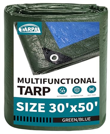 TARPAL 30x50 Feet Green Tarp Waterproof Multipurpose Protective Cover All Purpose Outdoor Poly Tarps Cover for Swimming Pool, Roof Waterproofing,Boat, car, Camping, firewood,Outdoor Furniture,etc