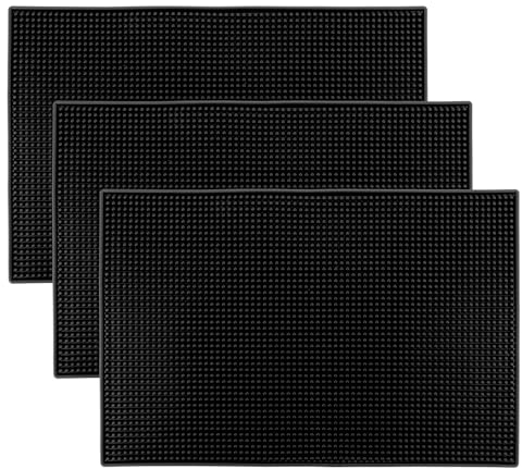 GBACHOOSE 3Pcs 45x30cm PVC Bar Mat, 18”x 12”Thick Durable and Stylish Home Bar Accessories, Non Slip Rubber Service Mat for Bars Spills Coffee Restaurants Counter Top