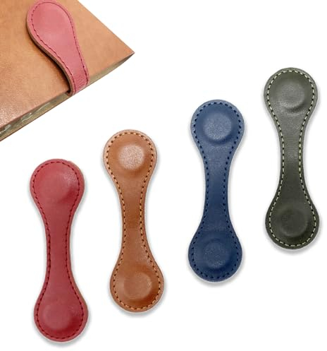 Kaizuca Magnetische Lesezeichen - 4 Stück Doppelseitige Retro-Lesezeichen aus Kunstleder, Tragbares Geschenk für Familie oder Freunde