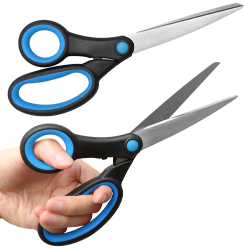 2 Stück Linkshänder Schere, Robuste Stoffschere Bürobedarf 8 Edelstahl, Linkshänderschere für Erwachsene Nähschere Papierschere zum Basteln (Blau)