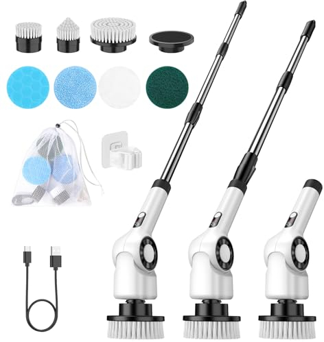 Elektrische Reinigungsbürste Haushalt, Electric Spin Scrubber Schnurlos, Uythumidid CB18 Electric Cleaning Brush mit 7 Bohrbürstenköpfen, 3 Geschwindigkeiten und LED Anzeige für Bad/Küche/Auto/Boden