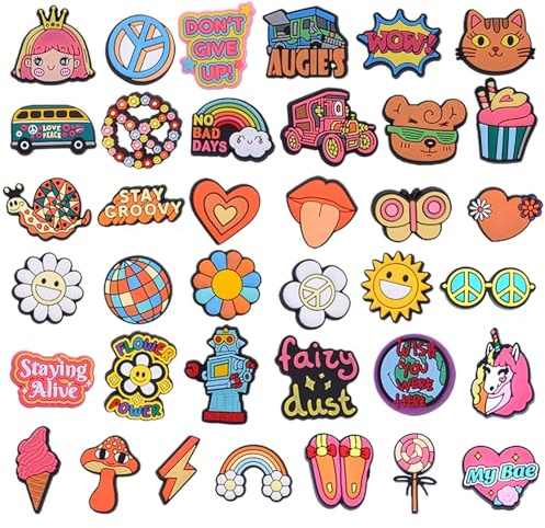 Charmes de Chaussure 37Pcs Shoe Charms Breloques de Chaussures en PVC Accessoires de Décoration de Chaussures Pins pour Croc Pointes de Chaussures en PVC Unisexe pour Filles Garçons