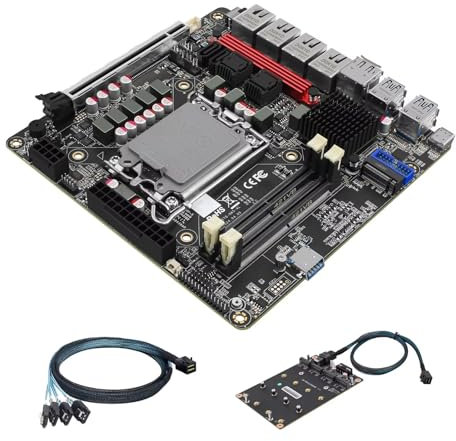 Glovary Q670 6 Bay NAS Mainboard LGA1700(Support 12th/13th/14th Gen CPU), 4 x i226V 2.5GbE LAN Mini ITX Motherboard, Barebone, 2 xDDR5, TypeC 20Gbps