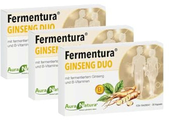 Fermentura® Ginseng Duo Kapseln - Fermentierter Extrakt - Mit 3 verschiedenen Ginseng-Sorten - Enthält Vitamin B2, B6, B12-90 Kapseln (3er Pack)