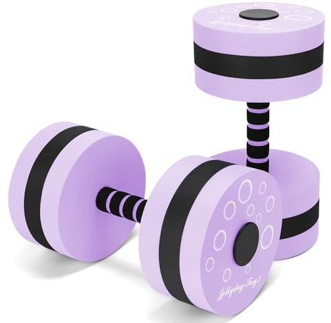 Aquatic Exercise Dumbbells, 2PCS Aqua Fitness Barbells, EVA-Foam Water Rings Dumbbell Set, Pool Weights Dumbbells Set for Water Aerobics Weight Loss, Pool Fitness, Water Exercise, Purple