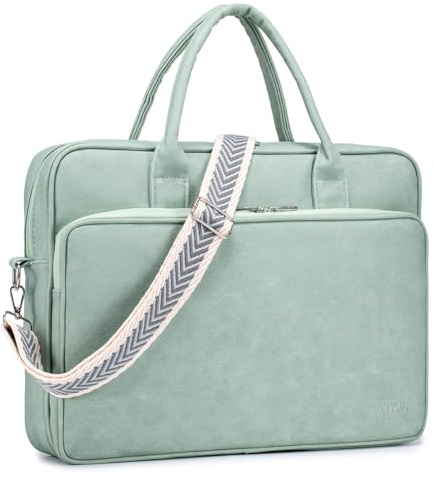 SUCIKORIO Maletin Ordenador Portatil Mujer 14 Pulgadas, Cuero Impermeable Bolso Portatil Mujer Bolso Trabajo Portadocumentos Grande Maletin Profesora para Universidad, Viajes, Trabajo, Negocios