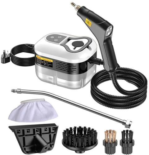 2500W 4.5bar Nettoyeur haute pression sans fil nettoyeur à vapeur vadrouille à vapeur à main avec réservoir d'eau de 1,2 l, 6 vitesses, vapeur haute température à 105 ° C, 4 têtes, pour le nettoyage d