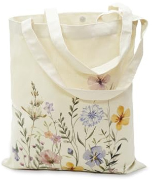 Avezano Tote Bag for Women Girls Colorful Floral Canvas Tote Bag Reusable Aesthetic Canvas Tote Bags for Shopping Work Travel