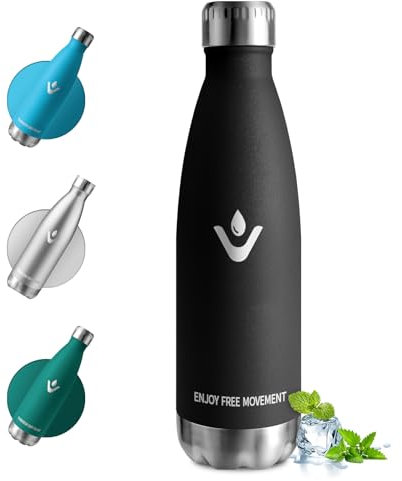 Edelstahl Trinkflasche 750ml, Thermosflasche BPA-Frei, Trinkflasche Kohlensäure Geeignet, Auslaufsicher Doppelwandig Thermoskanne, für Fitness, Laufen, Büro, Erwachsene, Camping, Fitness, Sprudel