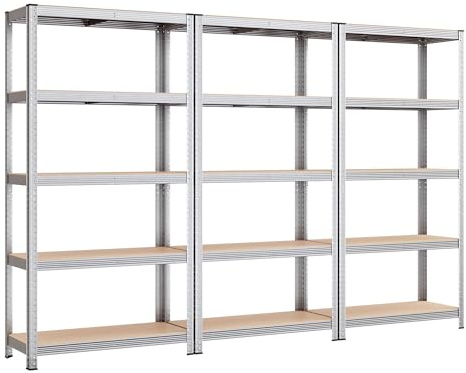 SONGMICS Estantería Pesada de 5 Niveles, Estantería de Acero, Montaje Rápido, Garaje, Almacén, Trastero, Carga de 875 kg, 40 x 270 x 180 cm, Plata GLR040E03
