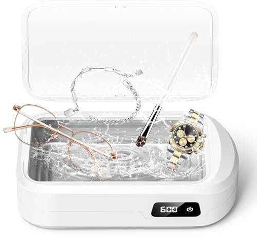 Ultraschallreinigungsgerät Brille 49000Hz, 640ml Brillenreinigungsgerät, Ultraschallreiniger mit 4 Modi, Ultrasonic Cleaner Geeignet für Brillen, Schmuck, Uhren, Zahnersatz, Münzen usw.
