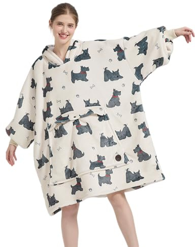 VERTAST Übergroße Hoodie-Decke, Sweatshirt für Herren und Damen, Sherpa-Fleece, tragbare Decke, Sweatshirt, warmes Geschenk für Gamer, Sofa-Liebhaber, Beige - Hund, Audlt