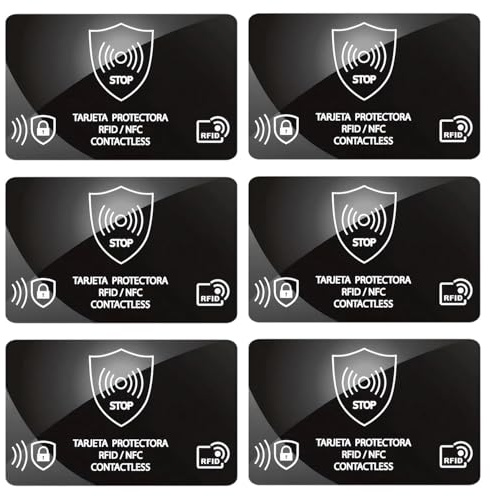 6PCS RFID Blocking Card, Credit Card Protector, Anti-Theft Debi for Wallet, Ultra Thin RFID Blocker Cards Stops Unauthorized Scanning & Data Theft, Card Security for Debit, Credit Cards & Passports