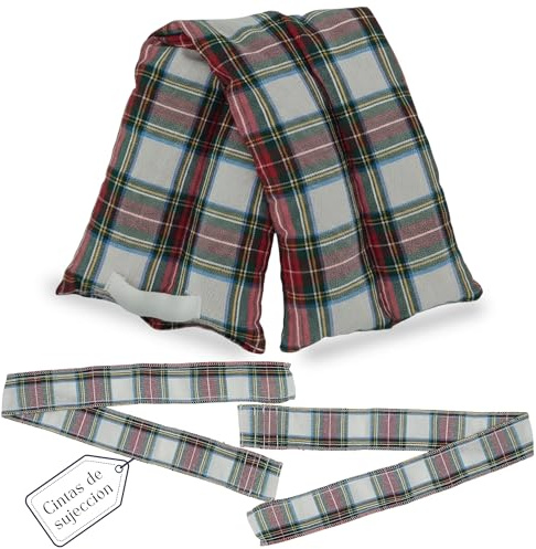 Saco Semillas Microondas-Cojin Térmico Ajustable al Cuerpo-100% Algodón con trigo y Lavanda-Bolsa para Alivio Natural de Dolores Musculares,Menstrual y Lumbago(Escocés sin funda)