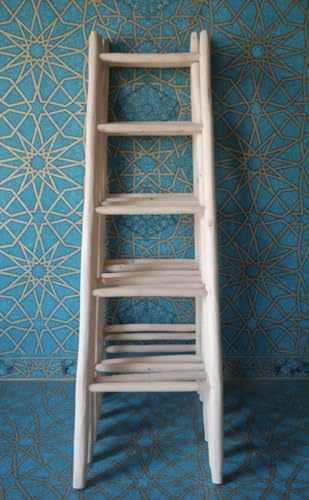 Art'Kech Échelle Décorative en Bois Naturel – Porte-Serviettes ou Porte-Plaids – Artisanat Marocain Fait Main – Décoration Bohème