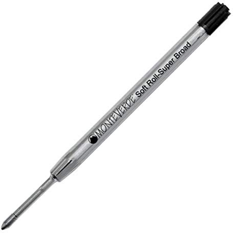 Monteverde Recharge Stylo à bille Pointe Super Large Rouleau Souple Compatible Stylos à bille Parker - Noir (Lot de 2) - 1,44mm SB (pointe extra large)