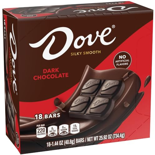 DOVE Dark Chocolate Singles Size Candy Bar 1.44-Ounce Bar 18-Count Box by Dove