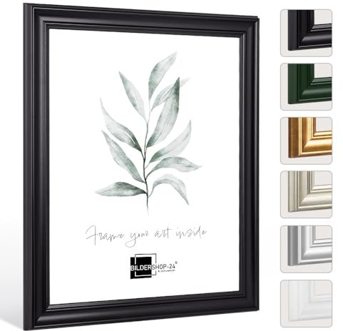 Bildershop-24 Bilderrahmen Vintage Retro Barockrahmen Athen 50x75cm Schwarz (matt) Acrylglas Antireflex Fotorahmen Posterrahmen Wechselrahmen