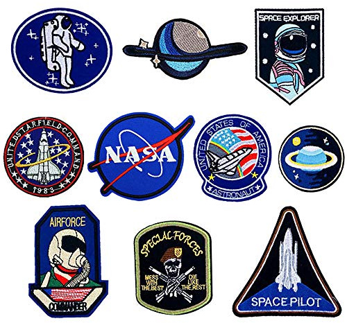 O-Kinee Patch Thermocollant Enfant 10PCS Patch brodé en Forme de NASA, Space Explorer, à Coudre ou à Coller avec Fer à Repasser