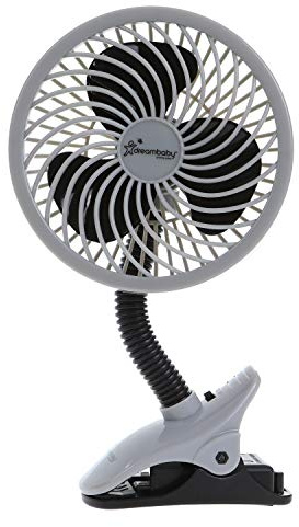 Dreambaby Deluxe-Ventilator für Kinderwagen, mit Schutzhülle und flexiblem Hals, geeignet für Kinderwagen, Laufstall, Kinderbetten, Tisch und Schreibtisch (Käfig), Grau/Schwarz