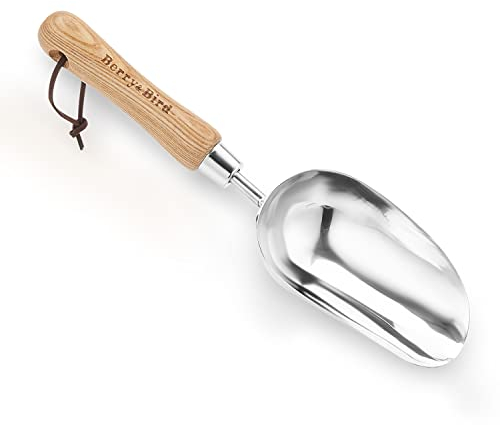 Garten Lose Erde Schaufel, Edelstahl Hand Schaufel Spaten mit Holzgriff Multi Funktion Gartenarbeit Kelle Löffel für Umpflanzen, Graben, Pflanzung, Kultivierung