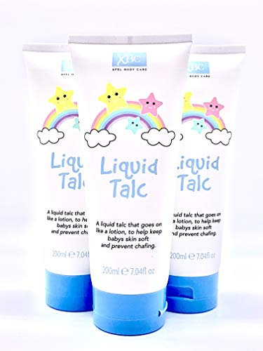 XBC Liquid Talk-Paket – 3 x 200 g Tuben Ein flüssiges Talk, das wie eine Lotion aufgeht, hält die Haut des Babys weich und verhindert Scheuern
