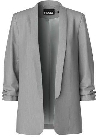 PIECES Damen Pcboss Noos 3/4 Blazer, Light Grey Melange,XS