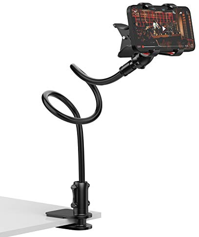 Gooseneck Phone Holder for Bed, Giftrold Flexible Arm Cellphone Stand Mount Clip for Desk,360 Adjustable Lazy Bracket for iPhone 14 13 12 11 Pro Max XR SE 8 Plus and All Phone Models - Black