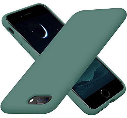 Cordking Designed for iPhone 8 Plus Case, Designed for iPhone 7 Plus Case, Silicone Ultra Slim Shockproof Phone Case with [Soft Anti-Scratch Microfiber Lining], 5.5 inch, Midnight Green