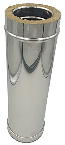 EINSIDE Tuyau double paroi en acier inoxydable AISI 316, Longueur 1000 mm, Tuyau de cheminée avec isolation en laine de roche (180-230 mm)