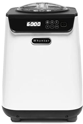 Whynter ICM-128WS - Máquina automática para hacer helados vertical de 1.28 cuartos de galón con compresor integrado, pantalla digital LCD y temporizador, sin precongelación, ICM-128WS, color blanco