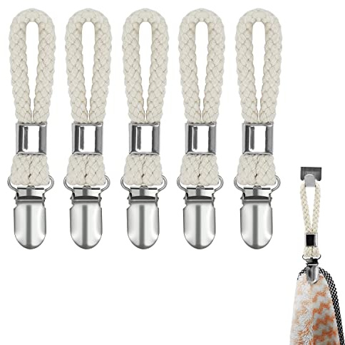 Hotype Gancio a Clips per Strofinacci da Tè, Clip Per Asciugamano, Portasalviette, Appendere Stoffa, Ganci per Asciugamani, Calze, Guanti, Pantaloni, per Cucina e Bagno, 5 Pezzi